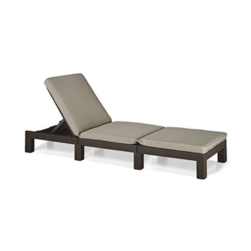 Reclining Sun Lounger with Cushion, Brown