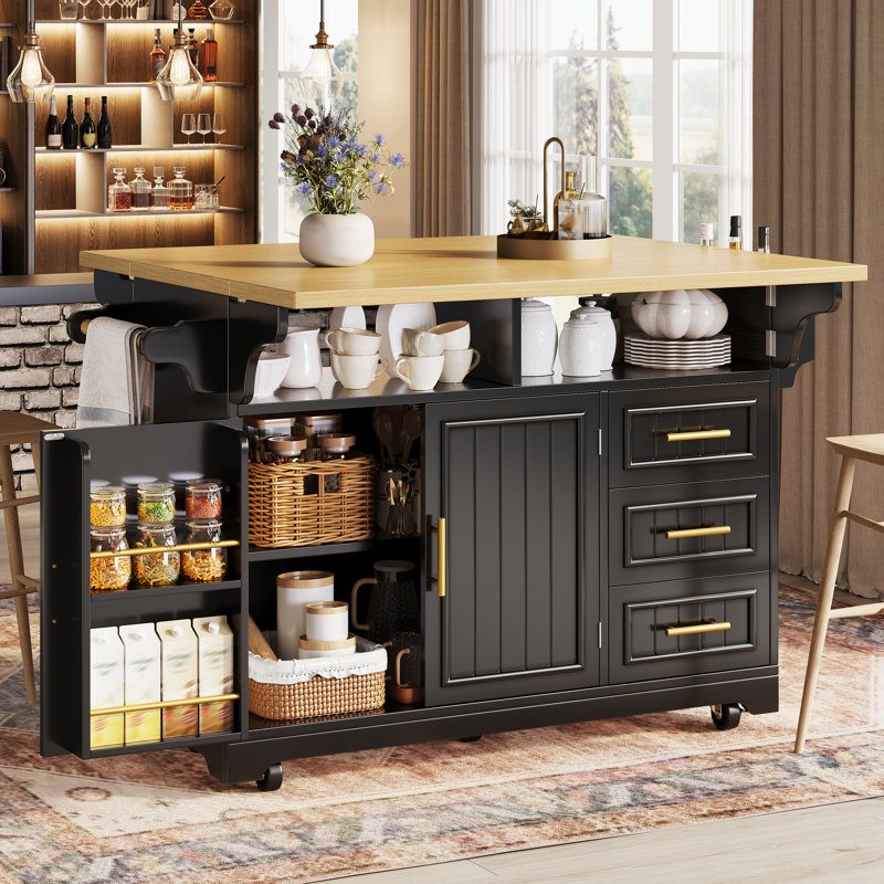 143 cm W Kitchen Island, Blue