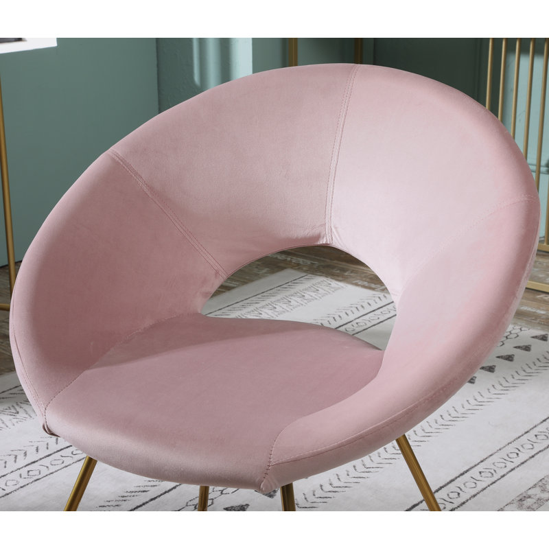 Enneko Velvet Accent Chair, Pink Velvet