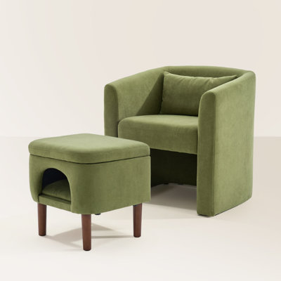 Ensemble de 2 fauteuils d'appoint en tonneau avec repose-pieds