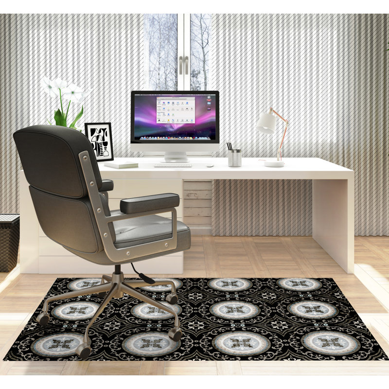 Tapis de chaise rectangulaire Juga, L 36 po x L 60 po, Noir