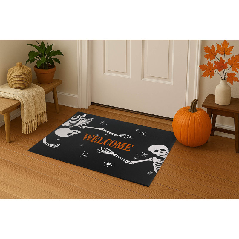 Tapis d'entrée antidérapant Skeleton, Gris anthracite, L 60 po x L 84 po