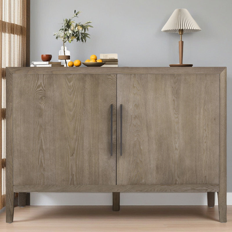 Buffet avec 2 poignées en métal et 2 portes pour le couloir, l'entrée et le salon, Naturel