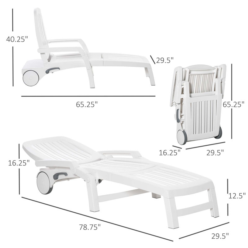 Chaise longue sur roulettes Outsunny