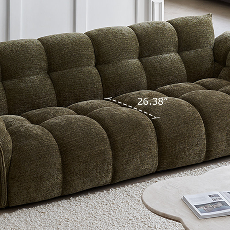 Canapé moderne et simple en tissu de salon de style crème vert, H 30,71 po x l 90,2 po x P 42,52 po, 3