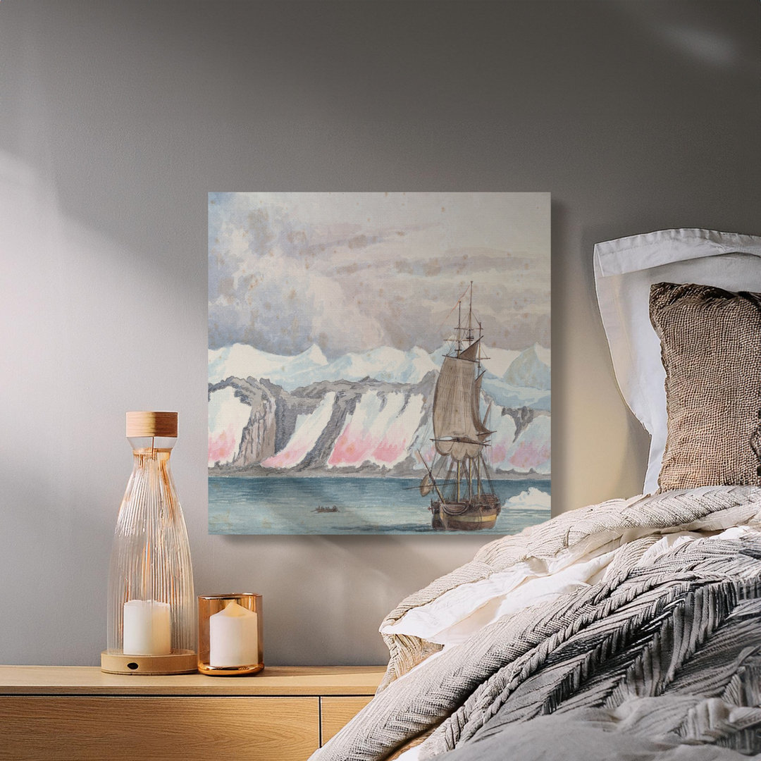 Arctic Sailboat Canvas Wall Art, Antique Ship Painting, Gallery Wrapped Canvas Print, Ready to Hang, Nautical Decor, Statement Piece