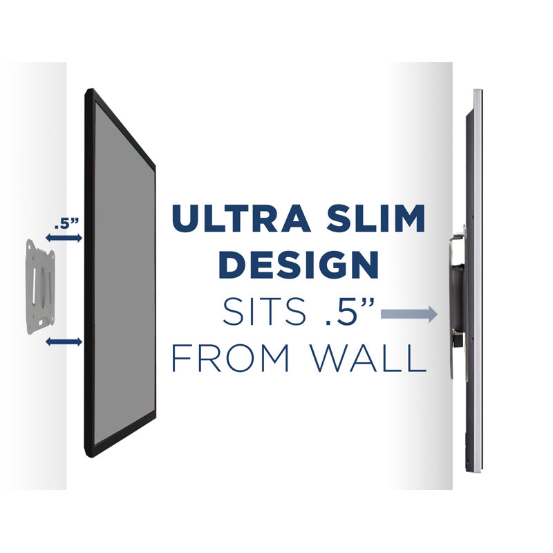 Black Low Profile Fixed TV Wall Mount for 13" to 27" Screens