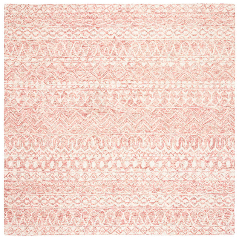 Cuomhouse Hand Tufted Wool And Cotton With Latex Chevron Rug, Square 7'