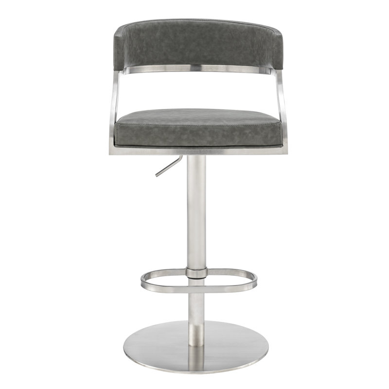 Tabouret de bar Callie, Gris, Acier inoxydable brossé