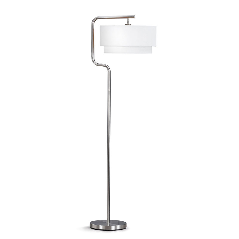 Taniusa 63"H Metal Floor Lamp, Brushed Nickel, White