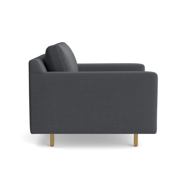 Hunter Chair No Welt, Performance Linen - Charcoal, Brushed Brass