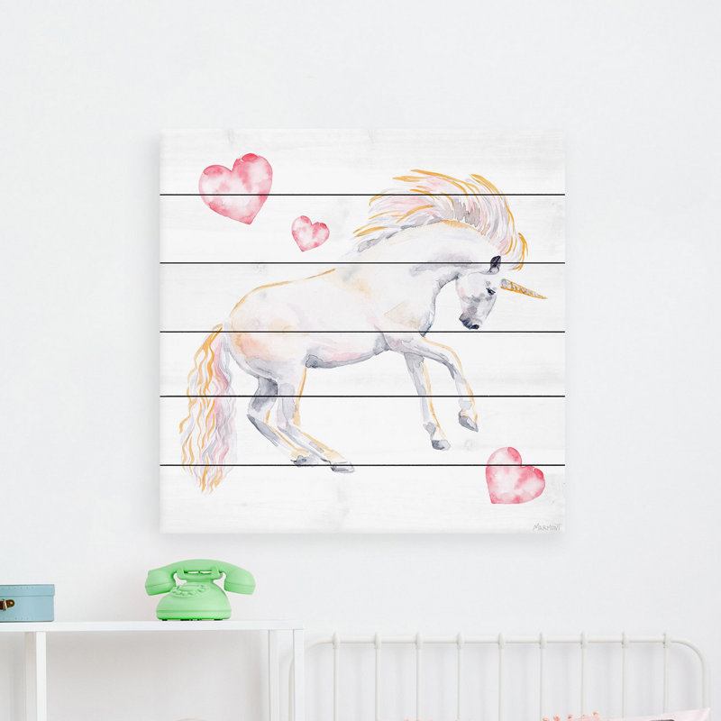 Reproduction de licorne dansant sur bois blanc Leamon, H 18 po x l 18 po x P 1,5 po