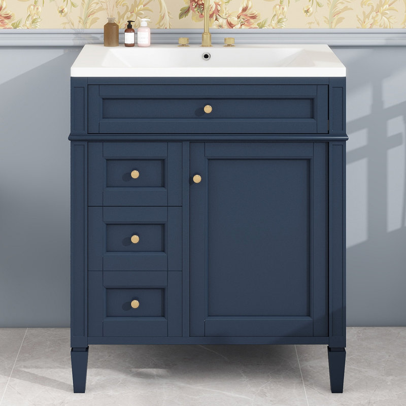 Meuble-lavabo de salle de bain moderne 30 po avec lavabo supérieur