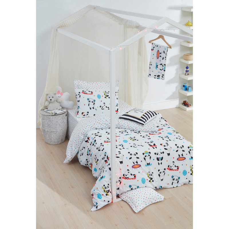 Ensemble de housse de couette Leeton blanc / noir / bleu / jaune / rouge / vert