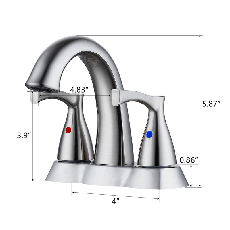 2 Handle 4 Inch Centerset Bathroom Sink Faucet With Pop-Up Drain, Brushed Nickel