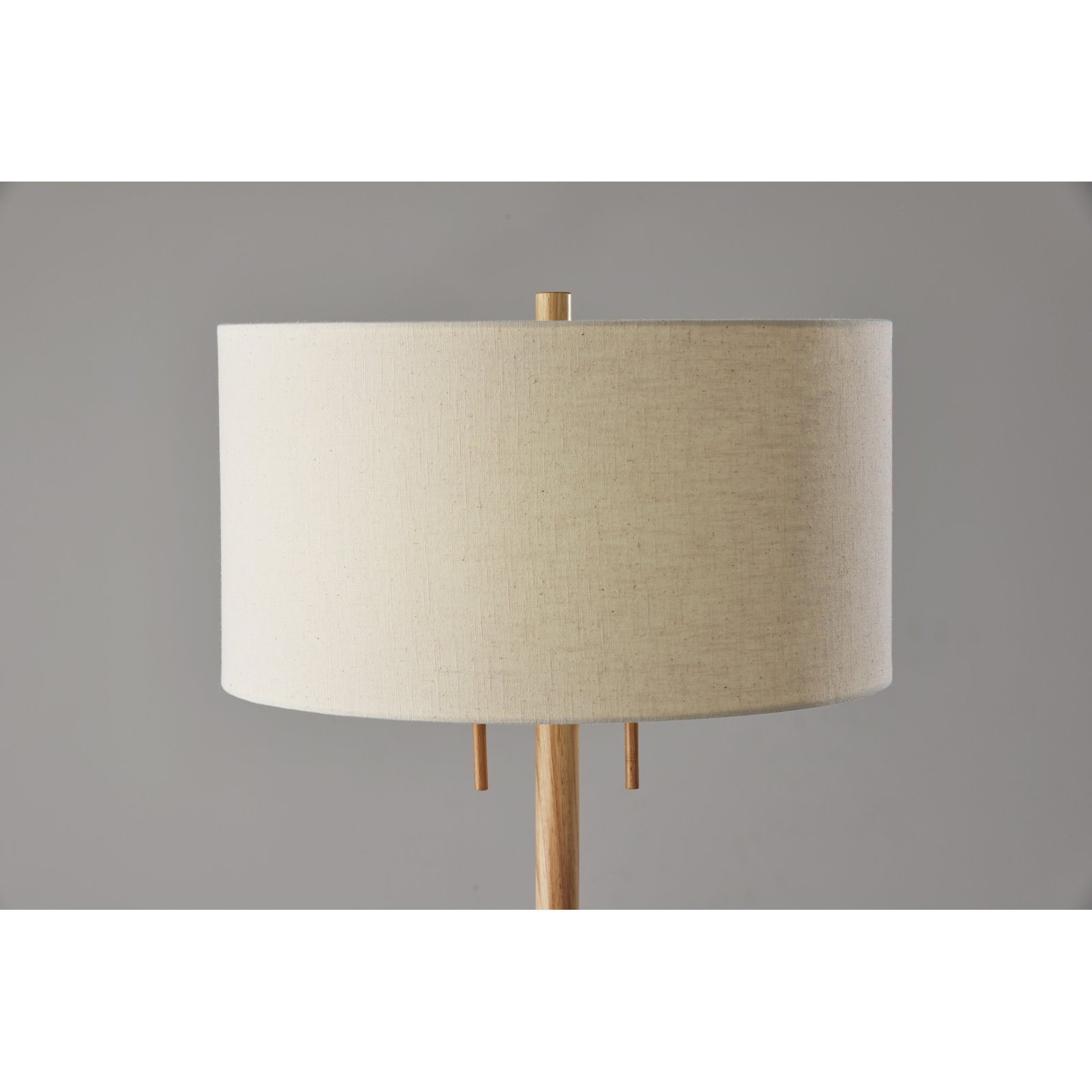 Geno 66.25'' Solid Wood Floor Lamp, Off-White, Natural/Antique Brass