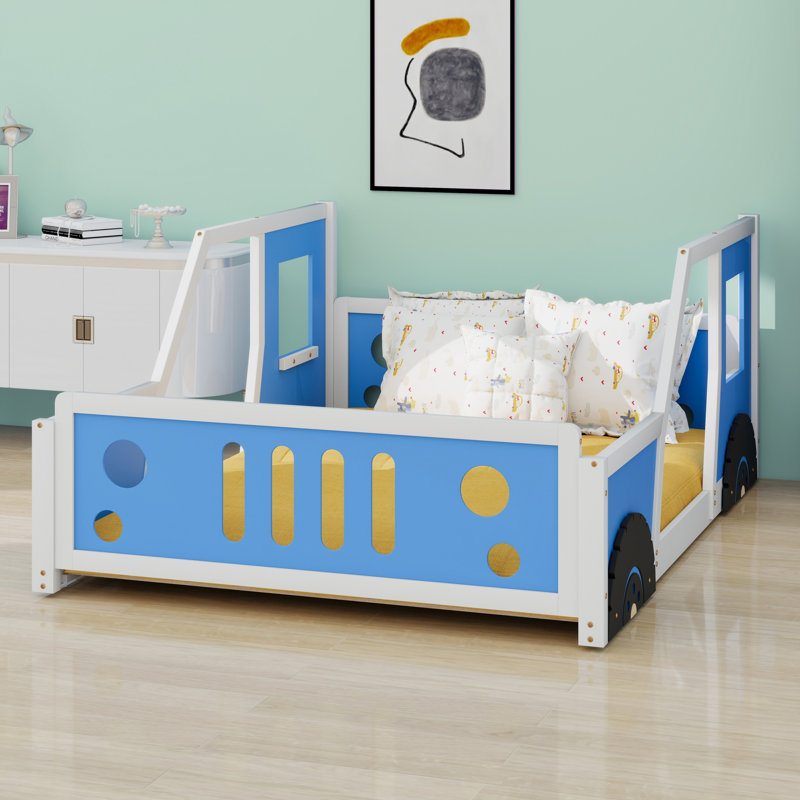Lit plateforme en forme de voiture Nostalgic, Bleu