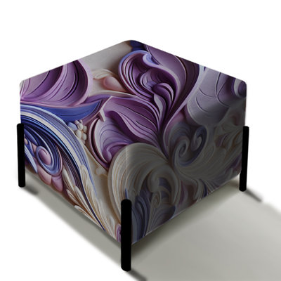 Purple Lavender Persian Paisleys I - Paisley Square Ottoman