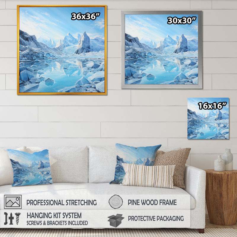 «Glacier Winter Scenery In Greenland», reproduction sur toile, Cadre naturel flottant, H 36 po x l 36 po x P 1,5 po