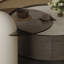 Table basse ronde blanche 47,24 po + bois manufacturé noir + pierre frittée + verre trempé