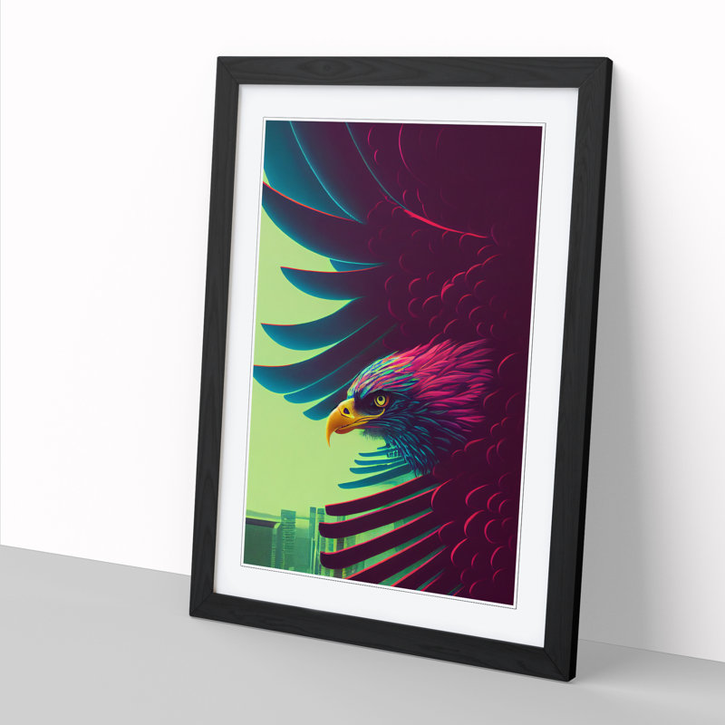 Westerman Eagle Cyberpunk - Picture Frame Print, Black, 46cm H x 34cm W x 2cm D
