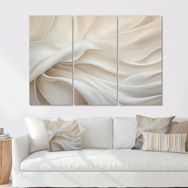 «White Silk Fabric River», ensemble d'art mural sur toile tendance, H 28 po x l 36 po, Toile tendue