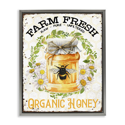  "Farm Fresh Organic Honey", art mural encadré sur toile flottante par Creatif Belle
