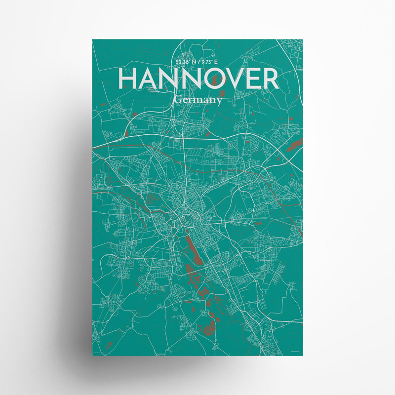 Hannover City Map In Nature - No Frame Print, 36cm H x 24cm W x 0.05cm D