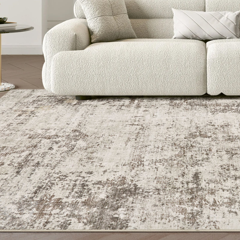 Modern Abstract Neutral Soft Carpet for Bedroom Dining Room Under Kitchen Table Home Office Decor, Rectangle 9' x 12'