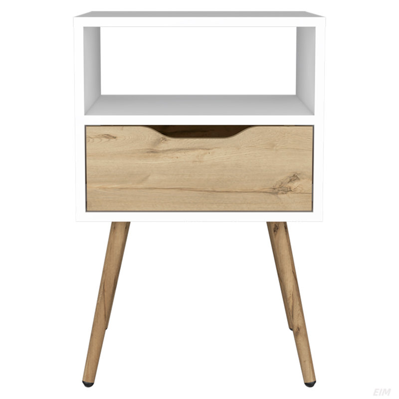 1-Drawer 1-Shelf Nightstand, Superior Top, Brown