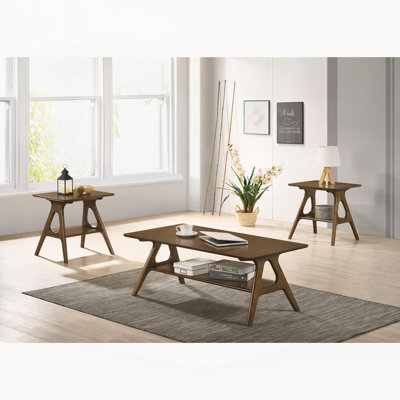 Ensemble de table basse 3 pièces en bois de style moderne du milieu du siècle