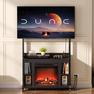 Fireplace TV Stand with Mount and Power Outlet for 55/60/65/75" TVs