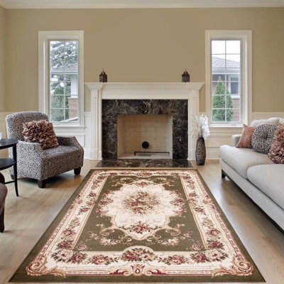 Tapis intérieur / extérieur vert à motif floral Blocher