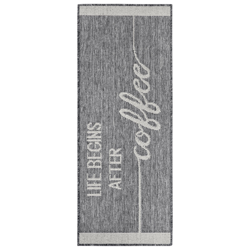 Life Begins After Coffee Grey/Brown/Blue Rug, Runner 62 x 150 cm