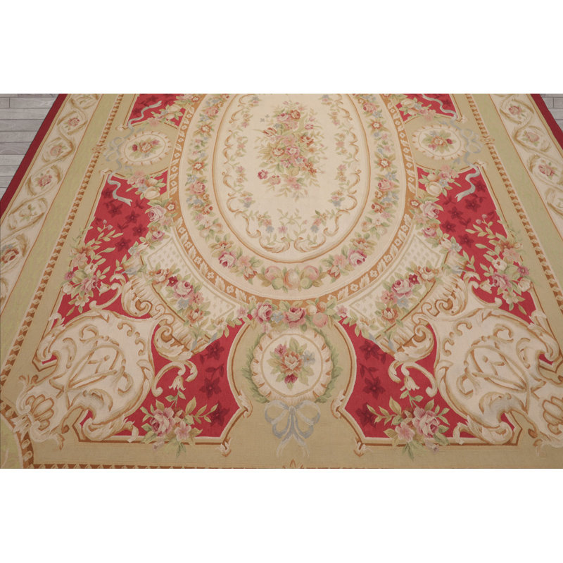 9'x12' Crimson Hand Woven Flatweave Wool Design Area Rug