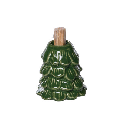 Dolomite Tree Toothpick Holder, Green, Ceramic, Table, Kitchen, Christmas, Tabletop, Toothpick Holder