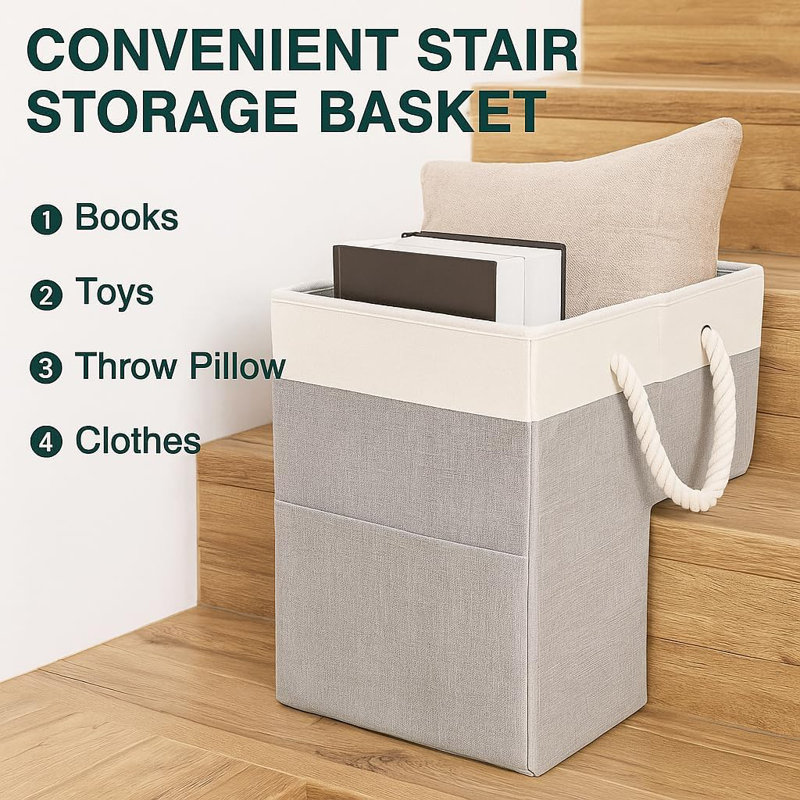 Stair basket for wooden and carpeted stairs