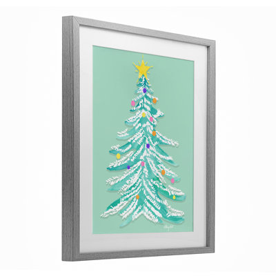 «Pastel Christmas Tree Whimsy», reproduction encadrée sous verre, conception de Hillary Holt