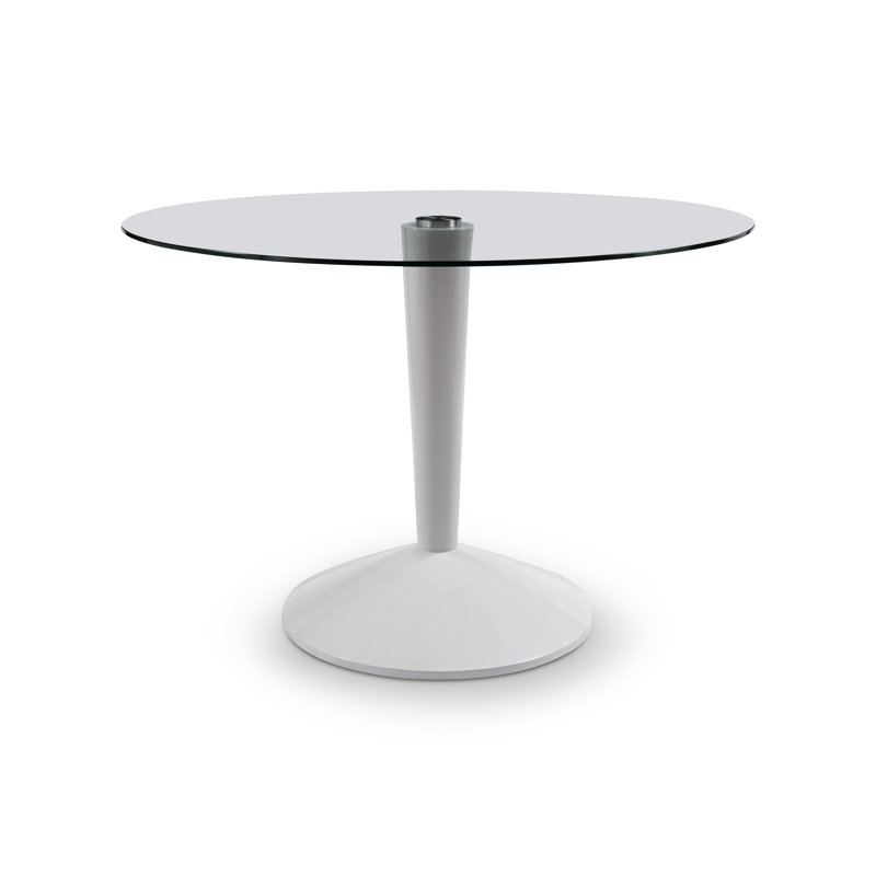 Cappello Round Glass Top Dining Table, White