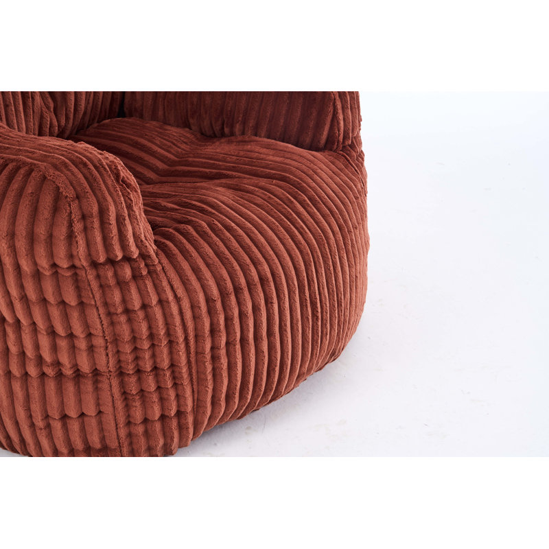 Fauteuil à billes en velours côtelé doux et moelleux rempli d'éponge à mémoire de forme, Rouge