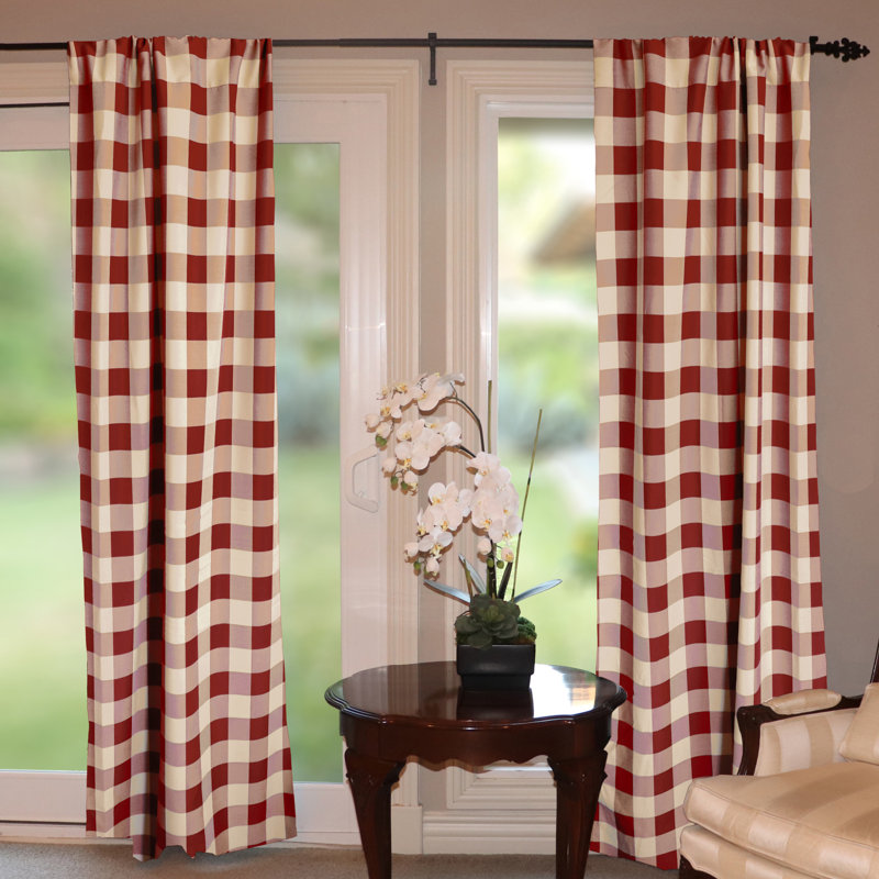 Chestermere Semi Sheer Curtain Single Panel, 56" W x 96" L, Burgundy/Beige