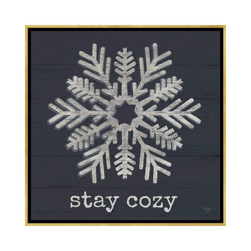 «Stay Cozy Snowflake», reproduction d'art sur toile encadrée, H 37 po x l 37 po, Impression encadrée sans passe-partout, Doré