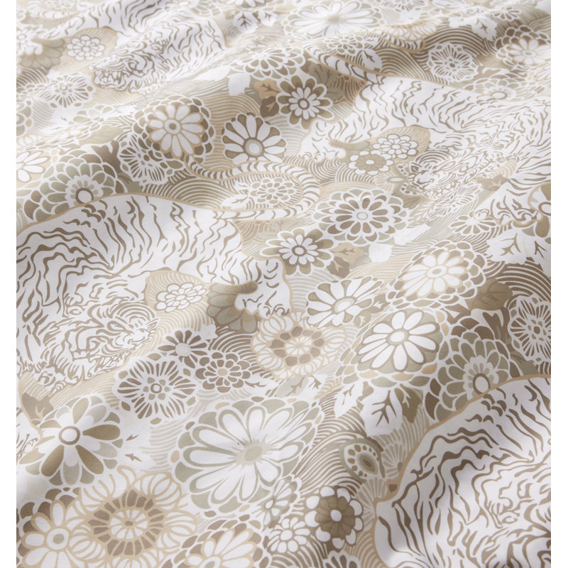 Siberian Tiger Floral Cotton Pillow Sham, King