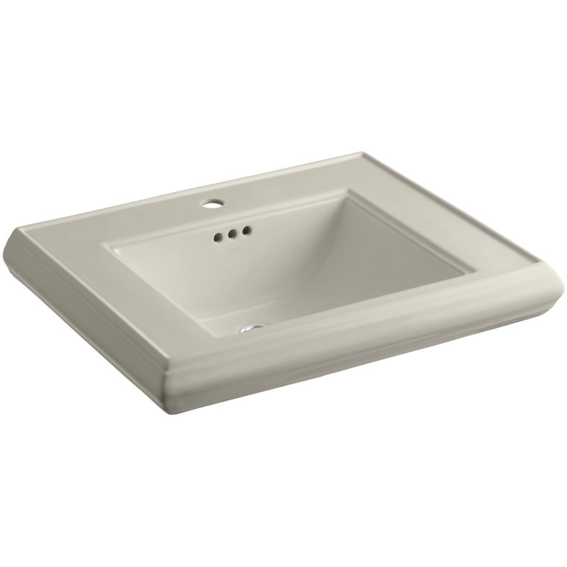 Memoirs Rectangular Pedestal Bathroom Sink with Overflow, Sandbar, Single Hole Faucet