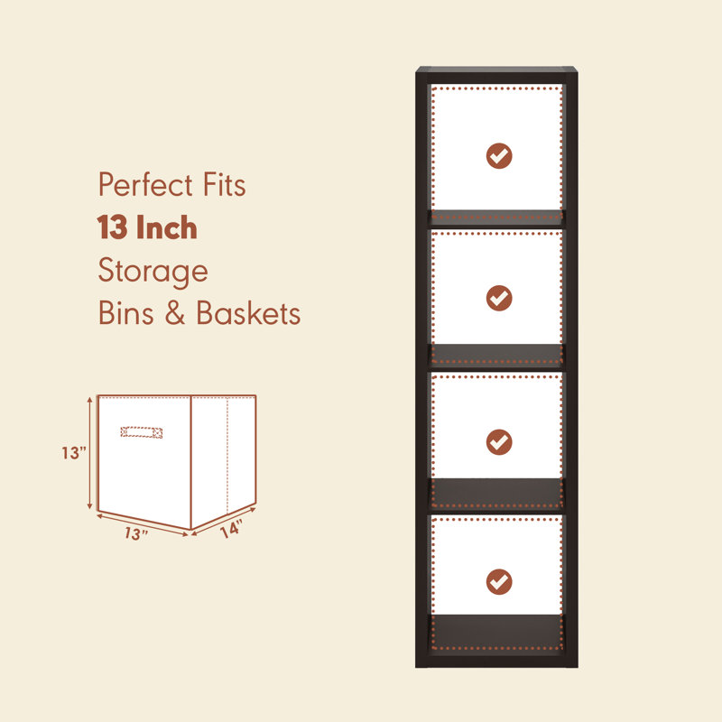 Tanvee 147.19cm H Media Shelves, Dark Oak