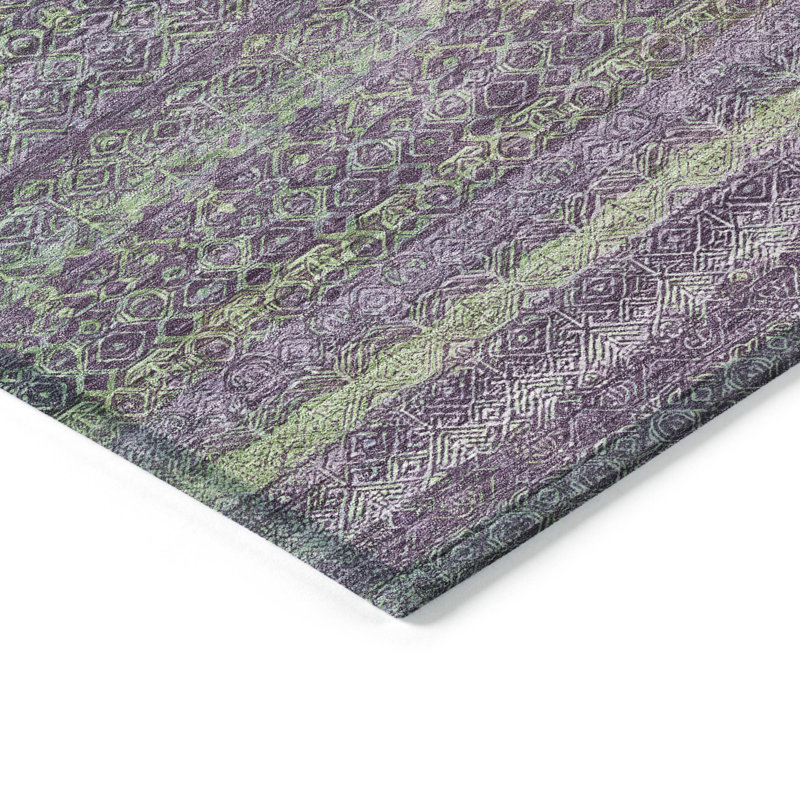 Tapis mauve lavable à la machine intérieur / extérieur Xhevrie, Rectangulaire 3 pi x 5 pi