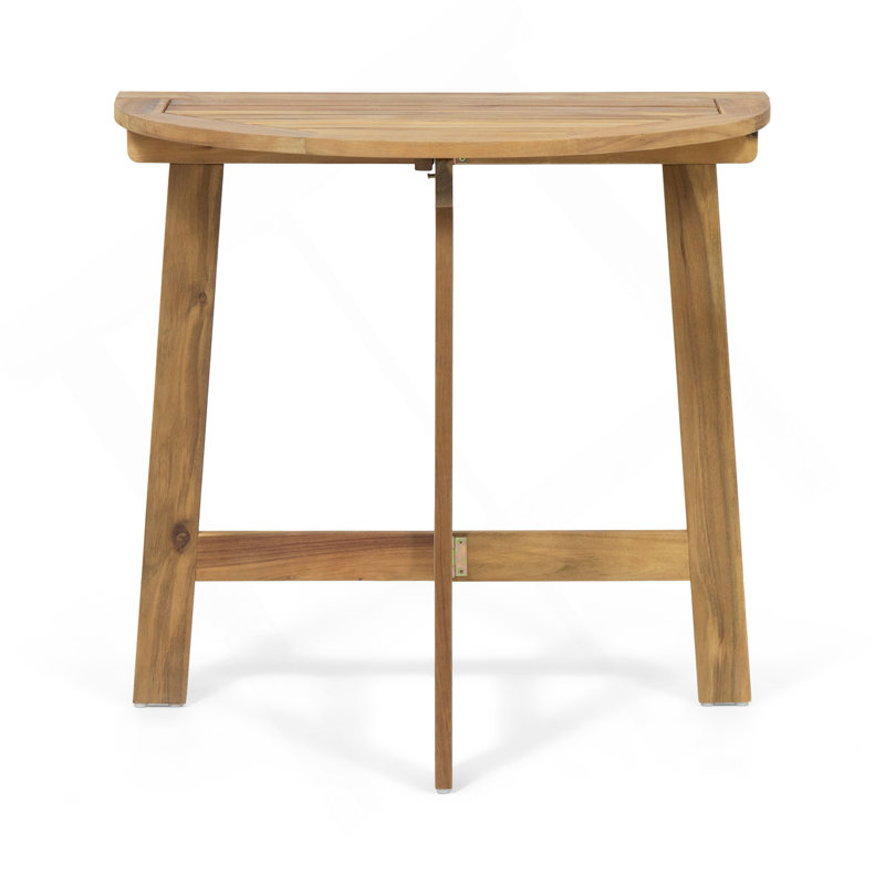 Outdoor Half-Round Folding Acacia Wood Bistro Table, Natural, Natural
