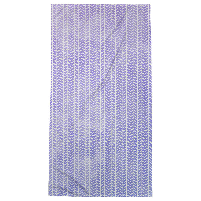 Serviette de bain à chevrons, Bleu/mauve