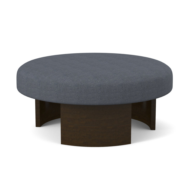 Eclipse Round Ottoman, American Walnut, Fizz Ivory 100% Polyester