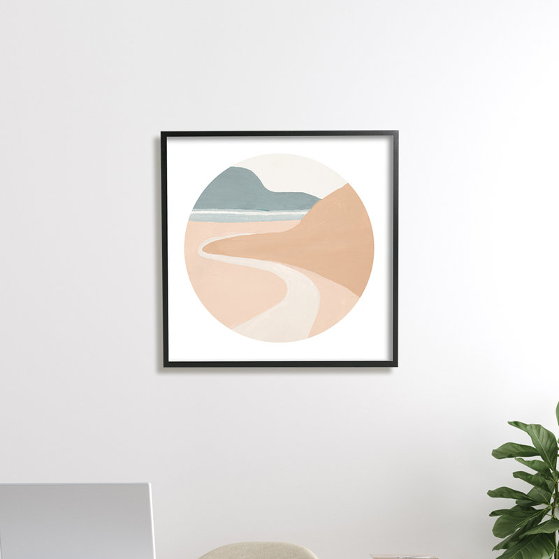 Abstrait paysage de sentier côtier du sud-ouest brun clair - peinture, Giclée encadrée noir minuit